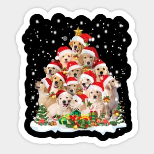 Golden Retriever Christmas Tree Santa Hat Pajama Dog Lover Sticker